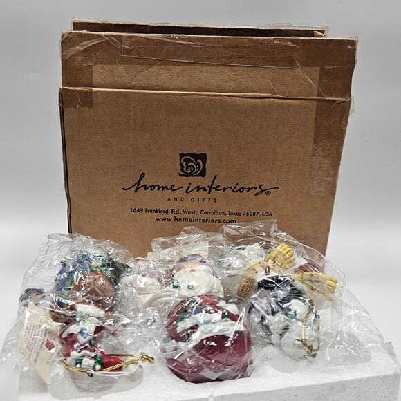 Lot of 3 Home Interiors “Let's Celebrate" Tree Ornaments Snowman Santa Reindeer - Picture 8 of 8